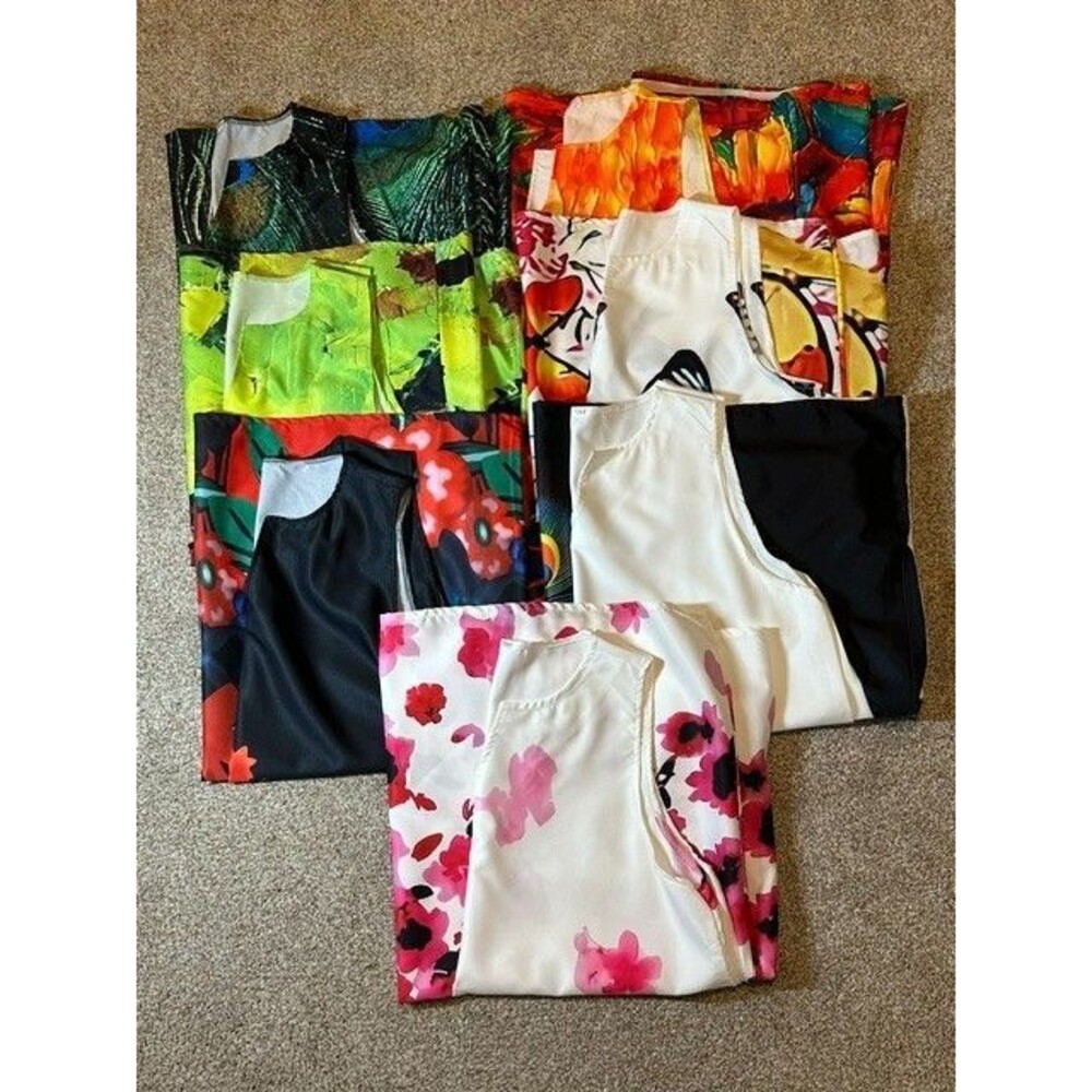 Lot of 7 Womens M Maxi Dresses Bold Floral Graphic Print Sleeveless Pockets